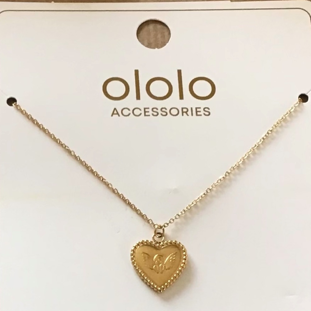OLOLO Jewelry - STAINLESS STEEL - ANGEL HEART PENDANT with CHAIN